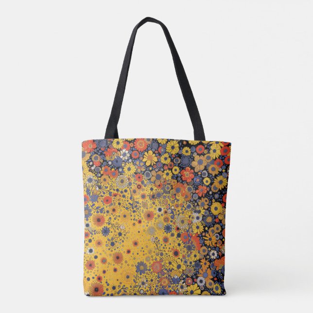Wildflowers on Yellow Background Tote Bag (Back)