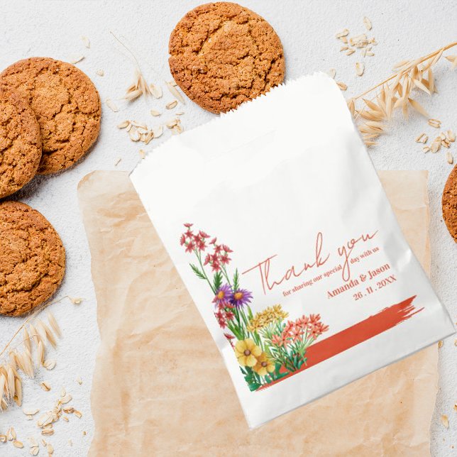 Wildflowers Orange Yellow Floral Wedding Party Favour Bags (Creator Uploaded)