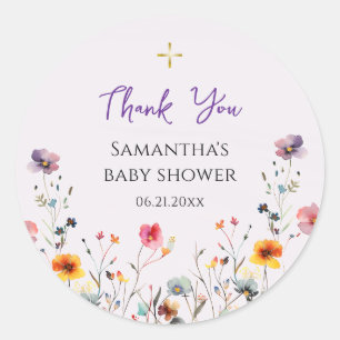 Wildflowers Orthodox Christian Baby Shower Classic Round Sticker