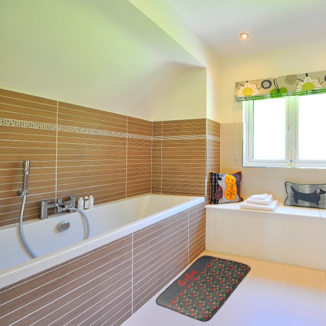 Wildflowers pattern poppy grey  bath mat (Creator Uploaded)