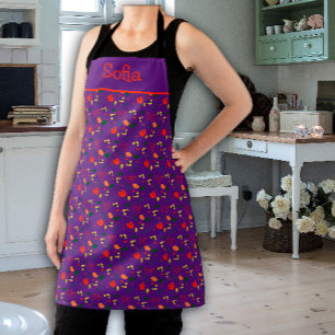 Wildflowers pattern purple All-Over Print Apron