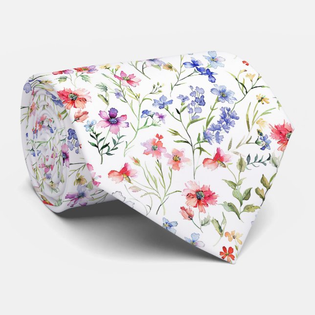 Wildflowers Pattern Tie (Rolled)
