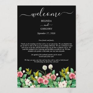 Wildflowers Periwinkle Black Wedding Itinerary Programme