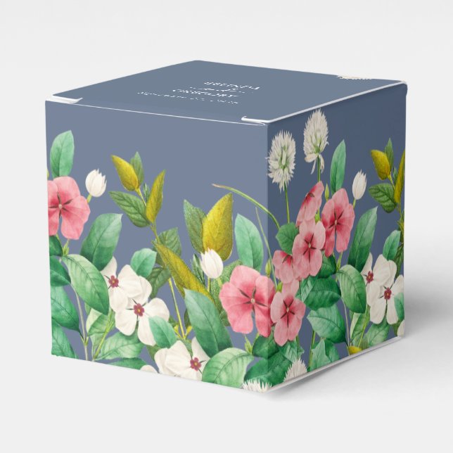 Wildflowers Periwinkle Dusty Blue Wedding  Favour Box (Front Side)