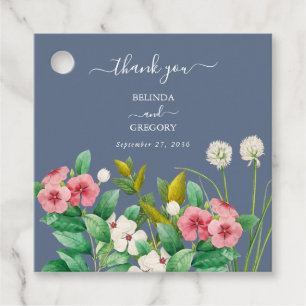 Wildflowers Periwinkle Dusty Blue Wedding Favour Tags