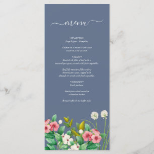 Wildflowers Periwinkle Dusty Blue Wedding Menu