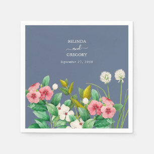 Wildflowers Periwinkle Dusty Blue Wedding   Napkin