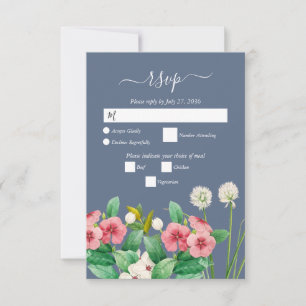 Wildflowers Periwinkle Dusty Blue Wedding RSVP Card