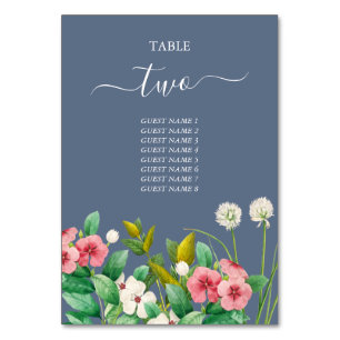 Wildflowers Periwinkle Dusty Blue Wedding Table Number