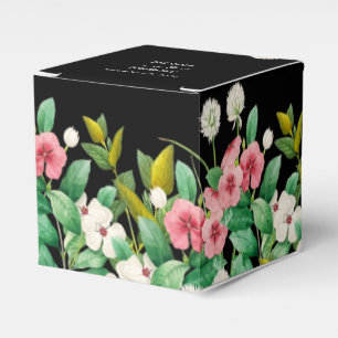 Wildflowers Periwinkle Watercolor Black Wedding Favour Box