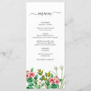 Wildflowers Periwinkle Watercolor Wedding Menu