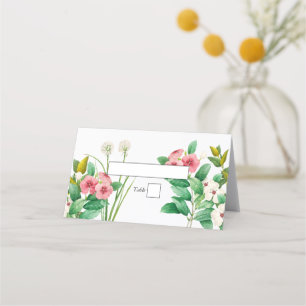 Wildflowers Periwinkle Watercolor Wedding Place Card
