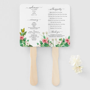 Wildflowers Periwinkle Watercolor Wedding Program Hand Fan