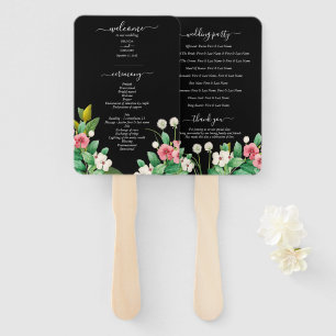 Wildflowers Periwinkle Wedding Black Program Hand Fan