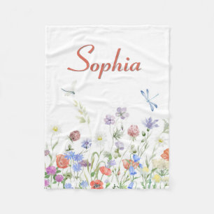 Wildflowers Personalised Custom name Fleece Blanket