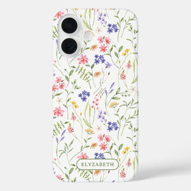 Wildflowers Personalised Name White Case-Mate iPhone Case (Back)