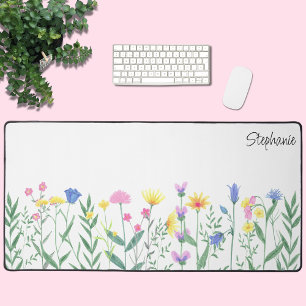 Wildflowers Personalised Script Name Desk Mat