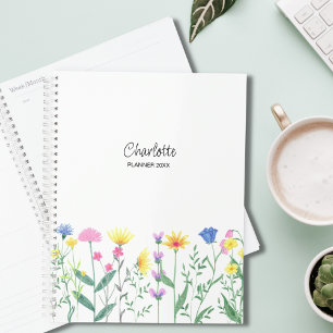 Wildflowers Personalised Script Name Planner