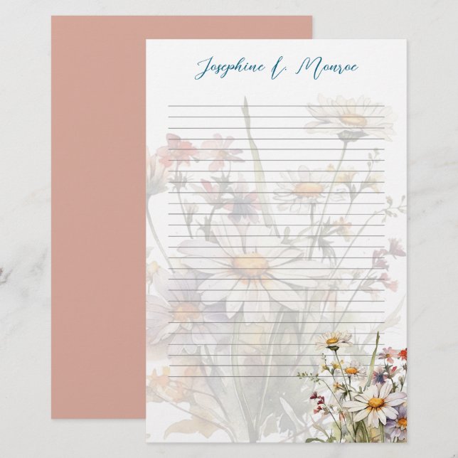 Wildflowers Personalised Writing Paper Lined (Front/Back)