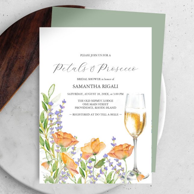 Wildflowers Petals & Prosecco Bridal Shower (Petals and Prosecco bridal shower invitations watercolor wildflowers by Victoria Grigaliunas )