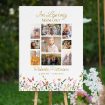 Wildflowers Photo Collage Funeral Memorial Welcome Poster<br><div class="desc">This beautiful memorial poster is perfect for greeting family and friends as they enter your loved one's celebration of life. The design features 9 various shaped photos framed by a watercolor wildflower botanical border and text that reads "In Loving Memory". (You can change this text - so easy to customise)...</div>