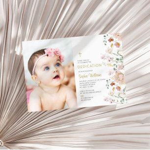 Wildflowers Photo Girl Dedication Invitation