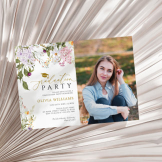 Wildflowers Photo Graduation Party Invitation