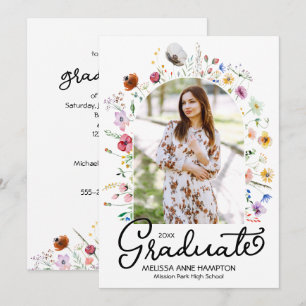 Wildflowers Photo Graduation Party Invitation