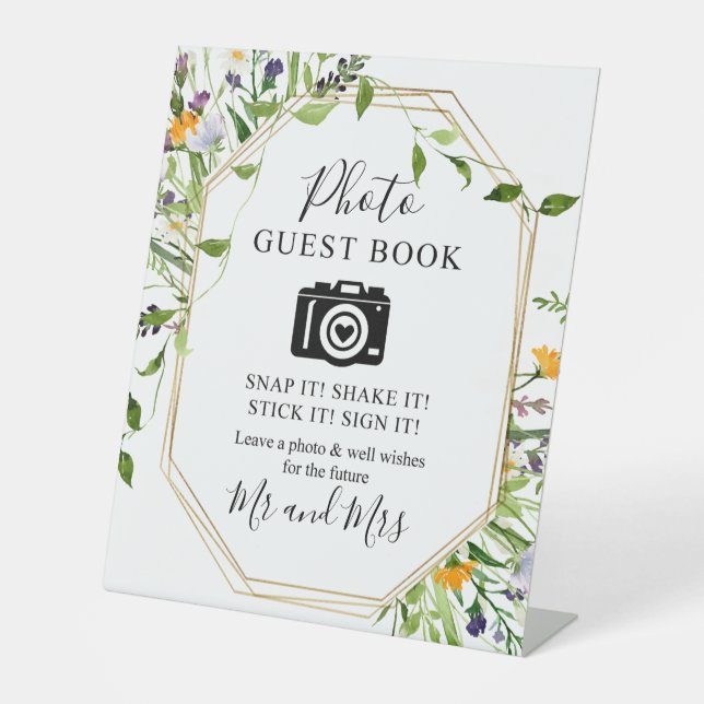 Wildflowers Photo Guest Book Camera Sign (Front)