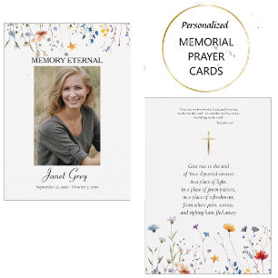 Wildflowers Photo Orthodox Funeral Prayer Card