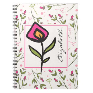 Wildflowers - Pink and Orange Petals Personalised Notebook