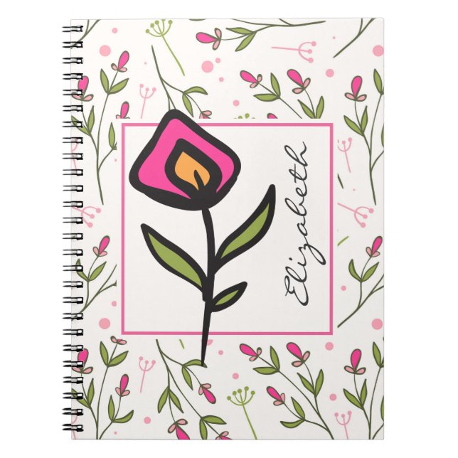 Wildflowers - Pink and Orange Petals Personalised Notebook (Front)
