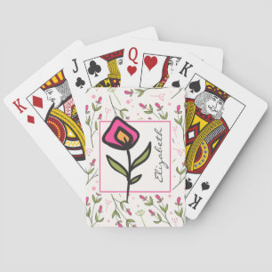 Wildflowers - Pink and Orange Petals Personalised Playing Cards