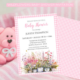 Wildflowers Pink Baby Shower Invitation