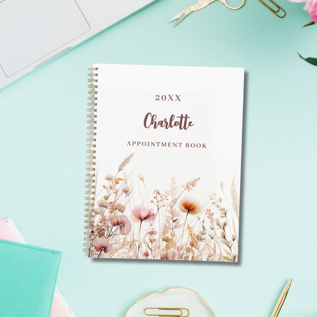 Wildflowers pink beige name appointments 2026 planner (Creator Uploaded)