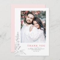 Wildflowers Pink Elegant Wedding Thank You Photo