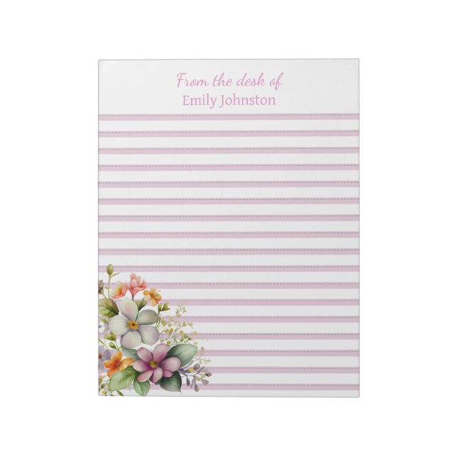 Wildflowers Pink Lined Notepad (Rotated)