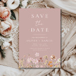 Wildflowers Pink Mauve Boho Save the Date<br><div class="desc">Announce your wedding in soft, romantic style with this Wildflowers Pink Mauve Boho Save the Date card. Featuring hand-drawn floral details in dusty pink and mauve tones with minimalist typography, this design blends bohemian charm and timeless elegance. Perfect for rustic, garden, or modern weddings — fully customizable and print-ready. This...</div>