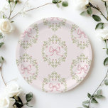 Wildflowers pink ribbon Bow Coquette baby shower Paper Plate<br><div class="desc">Wildflowers pink ribbon Bow Coquette baby shower Paper Plates
Matching items are available.</div>