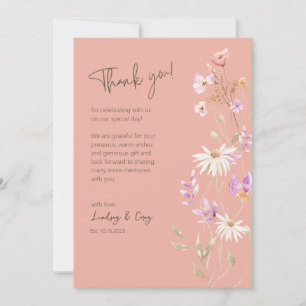 Wildflowers Pink Thank You Card for Wedding