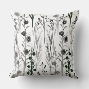 Wildflowers Plants Botanical Watercolor Grasses Cushion