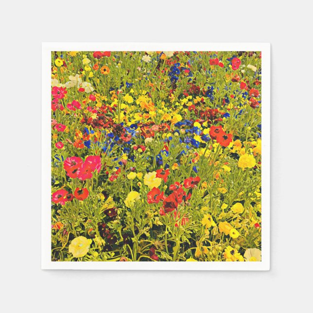 Wildflowers poppies colourful flower festival napkin (Front)