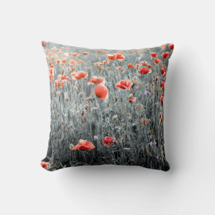 Wildflowers poppies cushion
