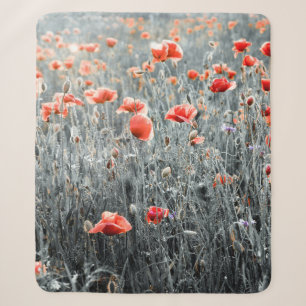 Wildflowers poppies sherpa blanket