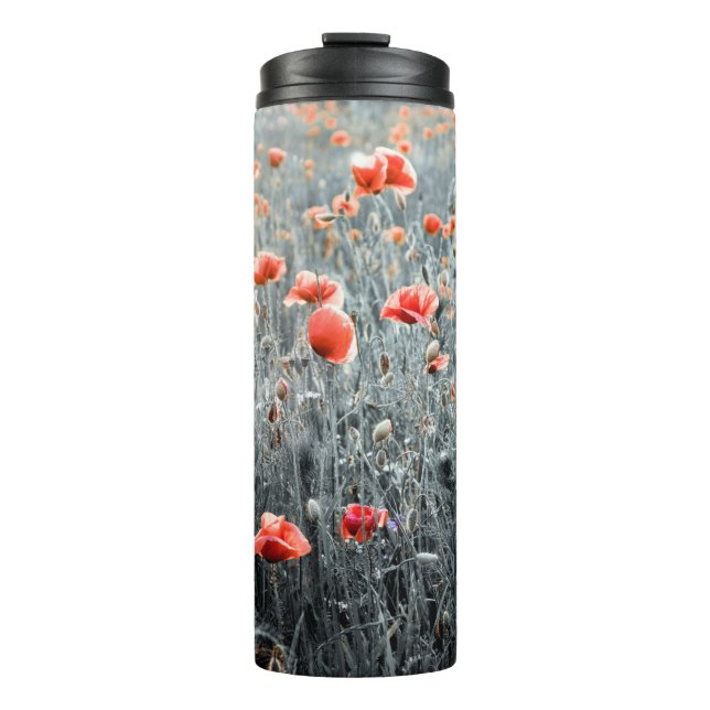 Wildflowers poppies thermal tumbler (Front)