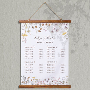 Wildflowers Price List Hanging Tapestry