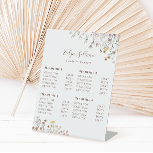 Wildflowers Price List Pedestal Sign