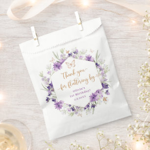 Wildflowers purple butterfly Thanks for fluttering Favour Bags