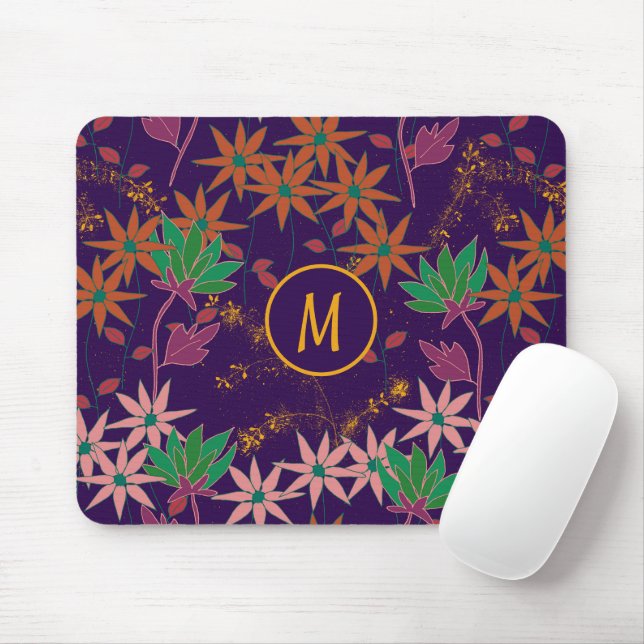 Wildflowers Purple Mouse Mat (With Mouse)