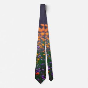 Wildflowers, purple, orange tie